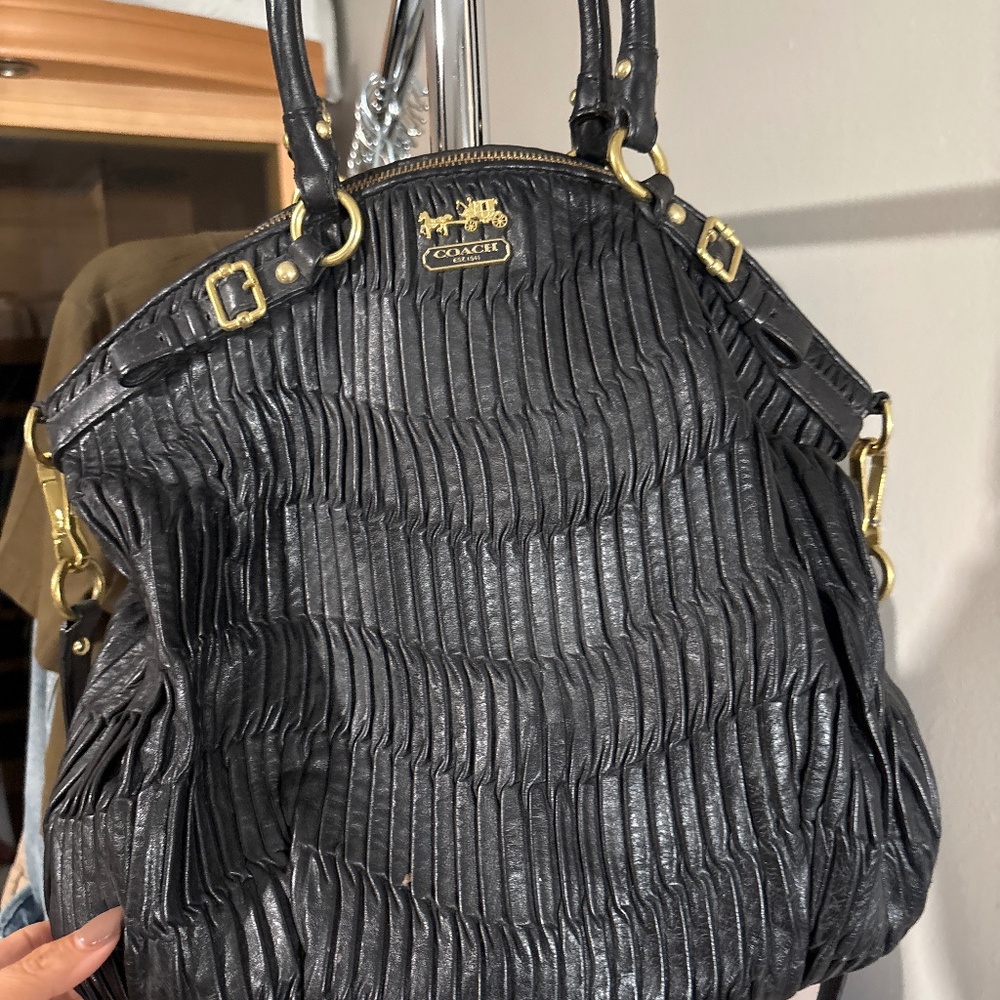 Coach Madison Sophia Gathered Leather Bag Black